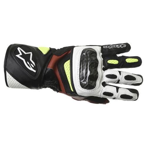 Alpinestars SP-2 Black White Yellow Red Motorcycle Gloves Back                                                                                                                                                                                                 