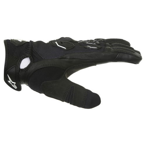 Alpinestars Masai Black White Cool Grey Motorcycle Gloves Thumb side                                                                                                                                                                                           