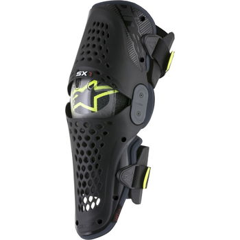 Alpinestars SX-1 Black Grey MX Knee Guards Front                                                                                                                                                                                                               