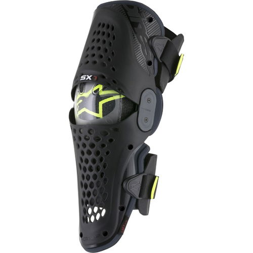 Alpinestars SX-1 Black Grey MX Knee Guards Front                                                                                                                                                                                                               