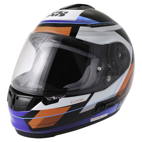 IXS HX 444 Edge Black Red Blue Full Face Motorcycle Helmet Front Left                                                                                                                                                                                          