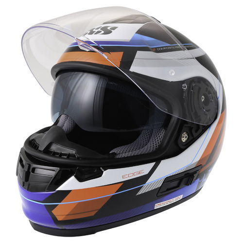 IXS HX 444 Edge Black Red Blue Full Face Motorcycle Helmet Internal Sun Visor                                                                                                                                                                                  