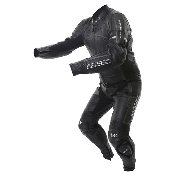 IXS Camaro 2pc Mens Black Titan Silver Leather Motorcycle Suit Racing crouch                                                                                                                                                                                   