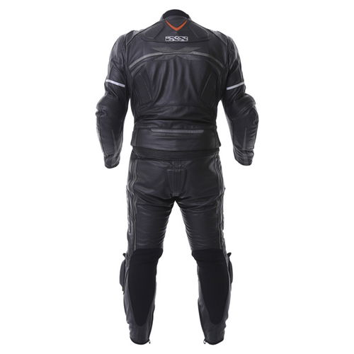 IXS Camaro 2pc Mens Black Titan Silver Leather Motorcycle Suit Back                                                                                                                                                                                            