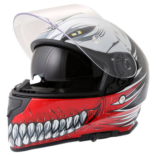 Vcan V127 Hollow Red Full Face Motorcycle Helmet Open With Sun Visor                                                                                                                                                                                           