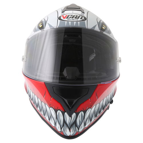 Vcan V127 Hollow Red Full Face Motorcycle Helmet Front                                                                                                                                                                                                         