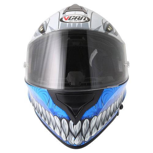 Vcan V127 Hollow Blue Full Face Motorcycle Helmet Front                                                                                                                                                                                                        
