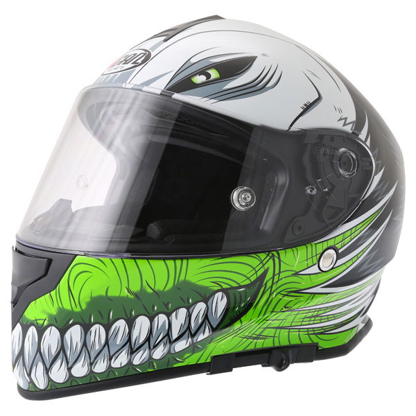Vcan V127 Hollow Green Full Face Motorcycle Helmet Front Left                                                                                                                                                                                                  