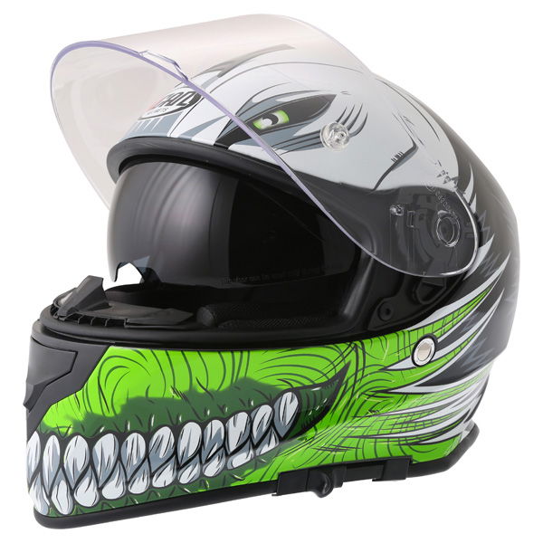 Vcan V127 Hollow Green Full Face Motorcycle Helmet Open With Sun Visor                                                                                                                                                                                         