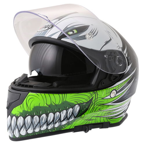 Vcan V127 Hollow Green Full Face Motorcycle Helmet Open With Sun Visor                                                                                                                                                                                         