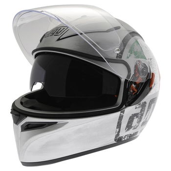 AGV K3 SV Scudetto Matt Silver Full Face Motorcycle Helmet Open With Sun Visor                                                                                                                                                                                 