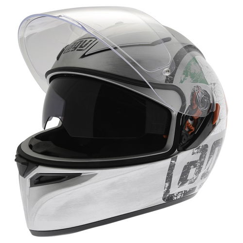 AGV K3 SV Scudetto Matt Silver Full Face Motorcycle Helmet Open With Sun Visor                                                                                                                                                                                 