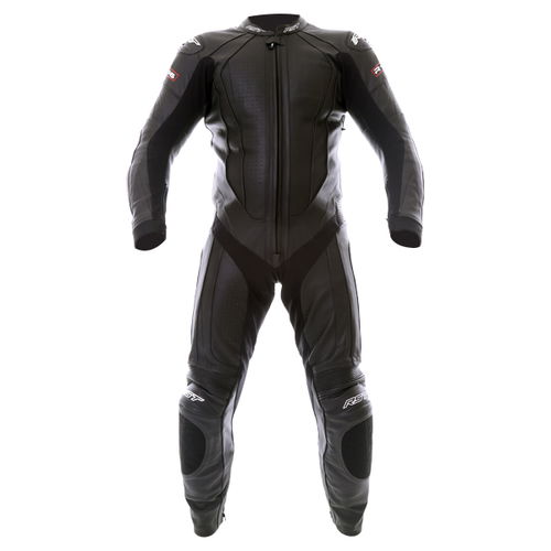 RST R-16 1067 Mens Black Leather Motorcycle Suit Front                                                                                                                                                                                                         