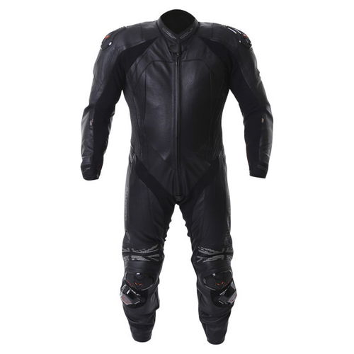 Wolf 2400 Racing-K Mens Black Leather Motorcycle Suit Front                                                                                                                                                                                                    