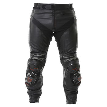 Wolf 2402 Nimbus-K Black Leather Motorcycle Jeans Front                                                                                                                                                                                                        