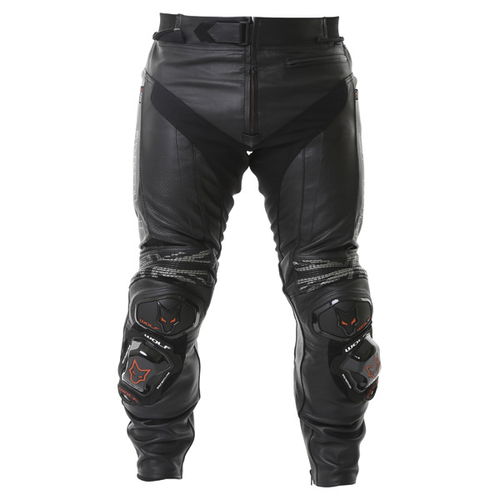 Wolf 2402 Nimbus-K Black Leather Motorcycle Jeans Front                                                                                                                                                                                                        
