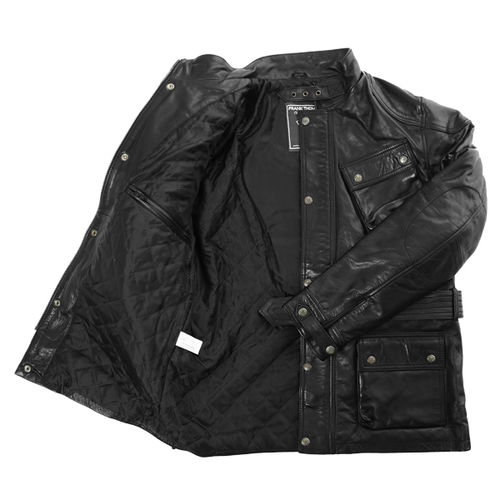 Frank Thomas Zeppelin Black Leather Motorcycle Jacket Inside                                                                                                                                                                                                   
