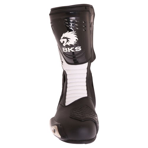 BKS Evolution Pro Black White Motorcycle Boots Front                                                                                                                                                                                                           