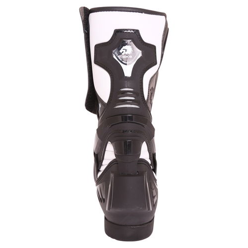 BKS Evolution Pro Black White Motorcycle Boots Heel                                                                                                                                                                                                            