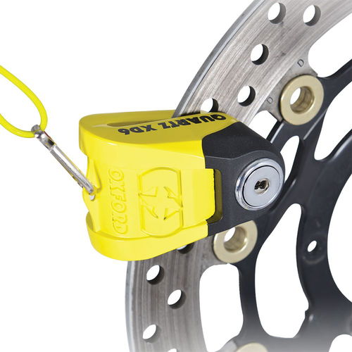 Oxford Products XD6 Yellow Black 6mm Disc Lock In Use                                                                                                                                                                                                          