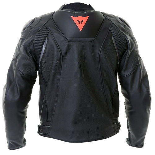 Dainese Superfast Perf Black Anthracite Leather Motorcycle Jacket Back                                                                                                                                                                                         