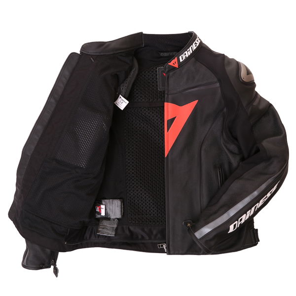 Dainese Superfast Perf Black Anthracite Leather Motorcycle Jacket Inside                                                                                                                                                                                       