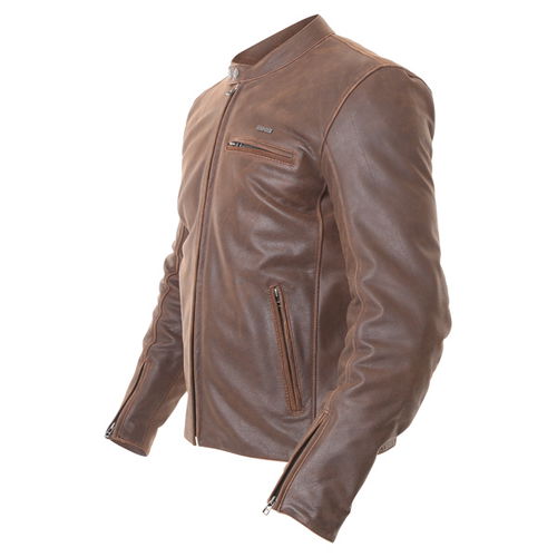 BKS Classic Wash Brown Leather Motorcycle Jacket Side                                                                                                                                                                                                          