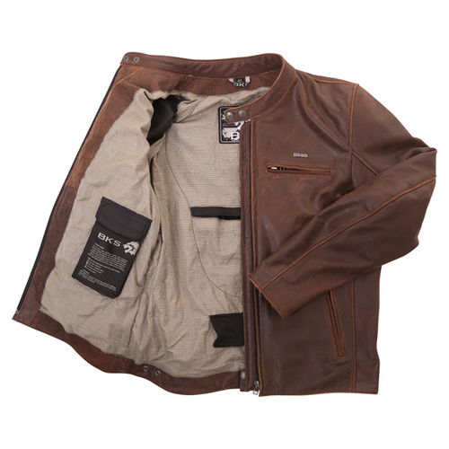 BKS Classic Wash Brown Leather Motorcycle Jacket Inside                                                                                                                                                                                                        