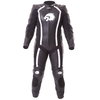 BKS Dakota 1 Piece Ladies Black White Leather Motorcycle Suit Front                                                                                                                                                                                            