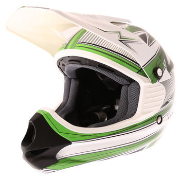 THH TX11 Lightning Youth White Green Helmet Front Left                                                                                                                                                                                                         