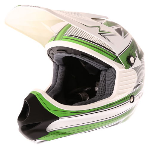 THH TX11 Lightning Youth White Green Helmet Front Left                                                                                                                                                                                                         
