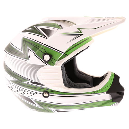 THH TX11 Lightning Youth White Green Helmet Right Side                                                                                                                                                                                                         
