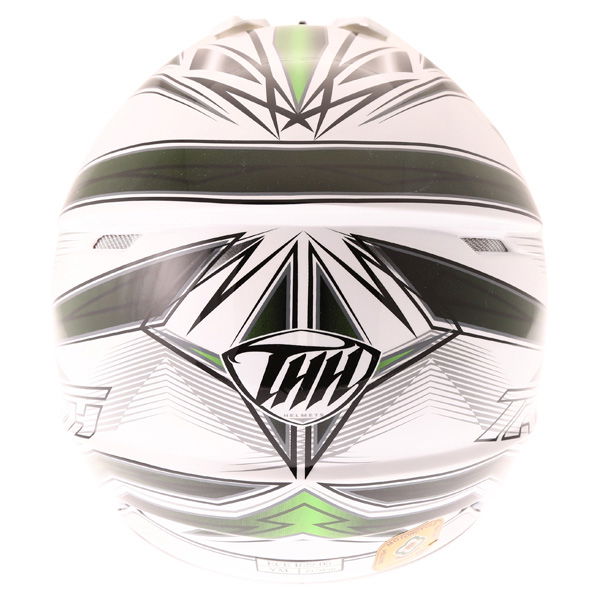 THH TX11 Lightning Youth White Green Helmet Back                                                                                                                                                                                                               