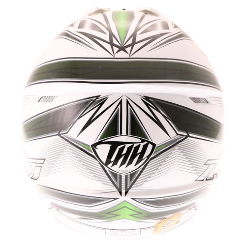 THH TX11 Lightning Youth White Green Helmet Back                                                                                                                                                                                                               