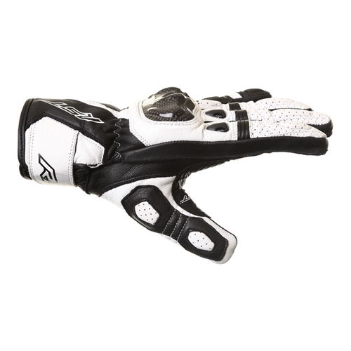 RST Stunt III CE 2123 White Black Motorcycle Gloves Thumb side                                                                                                                                                                                                 