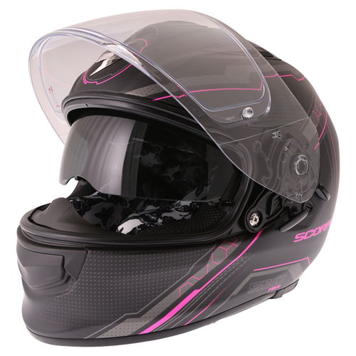 Scorpion Exo 510 Sync Black Pink Ladies Full Face Motorcycle Helmet Open With Sun Visor                                                                                                                                                                        