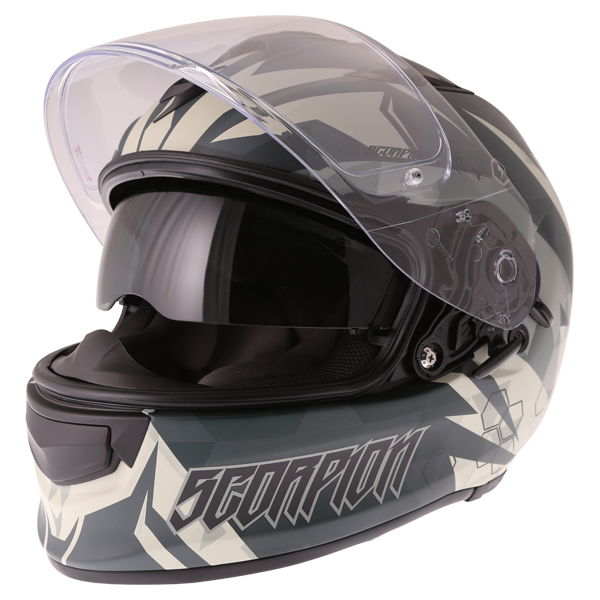Scorpion Scorpion Exo 510 Cipher Green Full Face Motorcycle Helmet Open With Sun Visor                                                                                                                                                                         