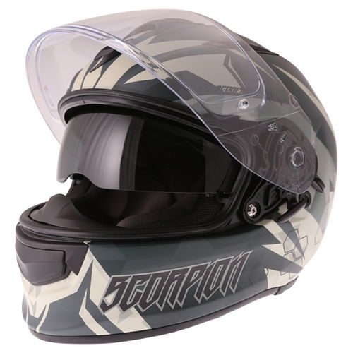 Scorpion Scorpion Exo 510 Cipher Green Full Face Motorcycle Helmet Open With Sun Visor                                                                                                                                                                         