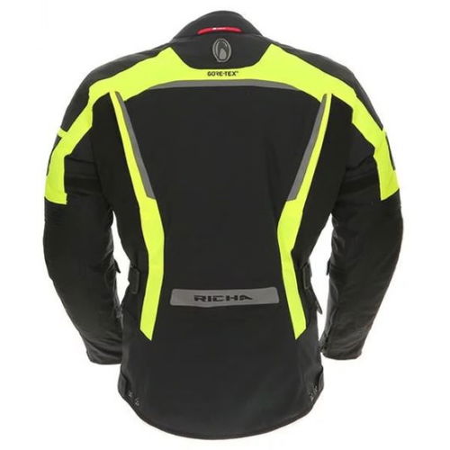 Richa Cyclone GoreTex Black Yellow Waterproof Textile Motorcycle Jacket Back                                                                                                                                                                                   