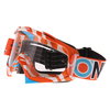 Oneal B-10 Stream Orange Blue Clear Lens MX Goggles Front Left                                                                                                                                                                                                 