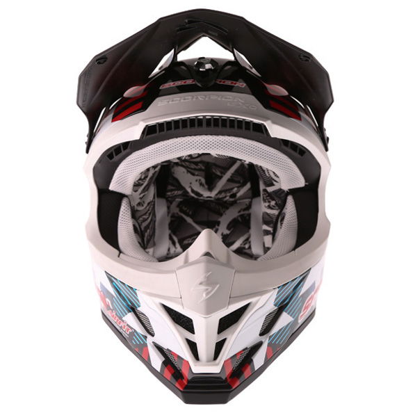 Scorpion Vx 15 Stad Black Blue Helmet Front                                                                                                                                                                                                                    
