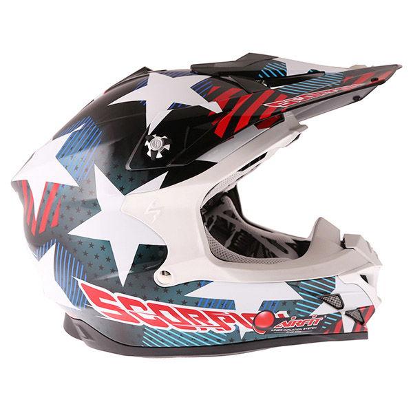 Scorpion Vx 15 Stad Black Blue Helmet Right Side                                                                                                                                                                                                               