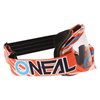 Oneal B-10 Stream Orange Blue Clear Lens MX Goggles Right Side                                                                                                                                                                                                 
