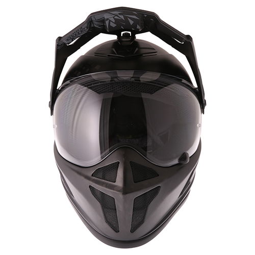 Klim Krios Matt Black Adventure Motorcycle Helmet Front                                                                                                                                                                                                        