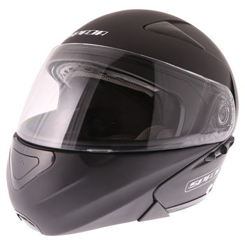 Spada Reveal Matt Black Flip Front Motorcycle Helmet Front Left                                                                                                                                                                                                