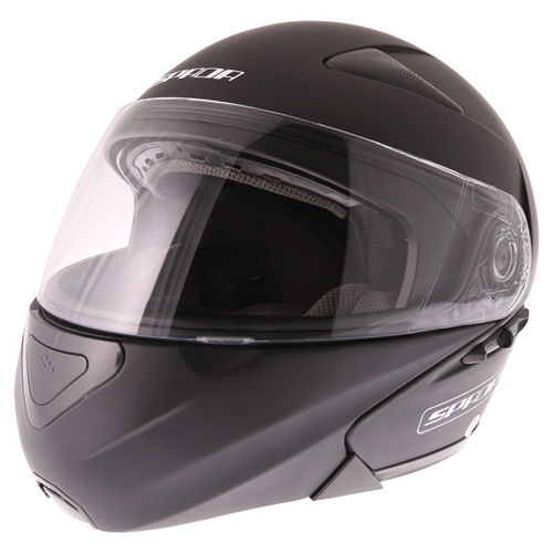 Spada Reveal Matt Black Flip Front Motorcycle Helmet Front Left                                                                                                                                                                                                