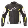 Alpinestars GP Plus R V2 Black White Fluo Yellow Leather Motorcycle Jacket Front                                                                                                                                                                               