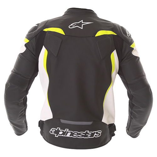 Alpinestars GP Plus R V2 Black White Fluo Yellow Leather Motorcycle Jacket Back                                                                                                                                                                                