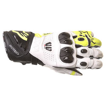 Alpinestars GP Pro R2 White Black Yellow Motorcycle Gloves Back                                                                                                                                                                                                
