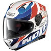 Nolan N87 Plein Air N-Com White Red Blue Full Face Motorcycle Helmet Front Left                                                                                                                                                                                